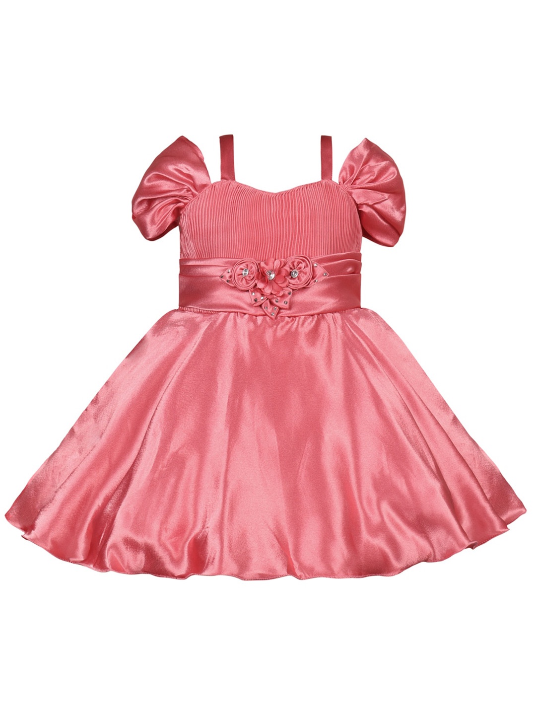 

Wish Karo Girls Satin Fit & Flare Dress, Peach