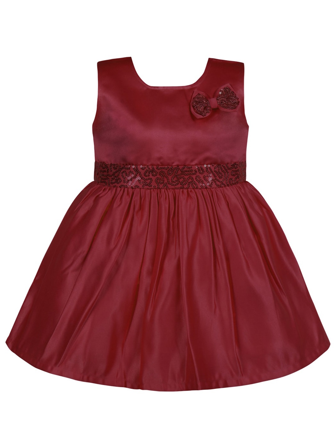 

Wish Karo Girls Sequinned Embellished Satin Fit & Flare Dress, Maroon