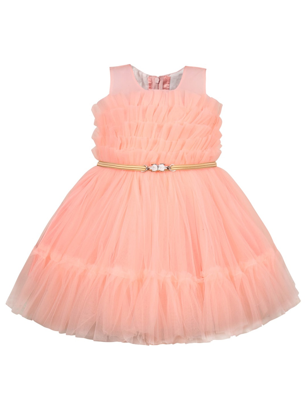 

Wish Karo Girls Net Fit & Flare Dress, Peach