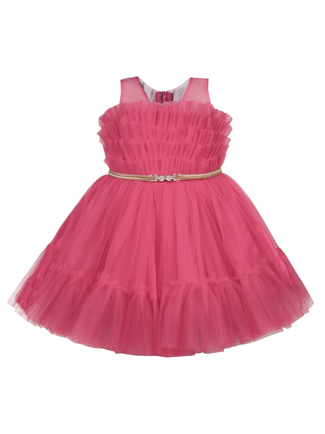 

Wish Karo Girls Net Fit & Flare Dress, Red