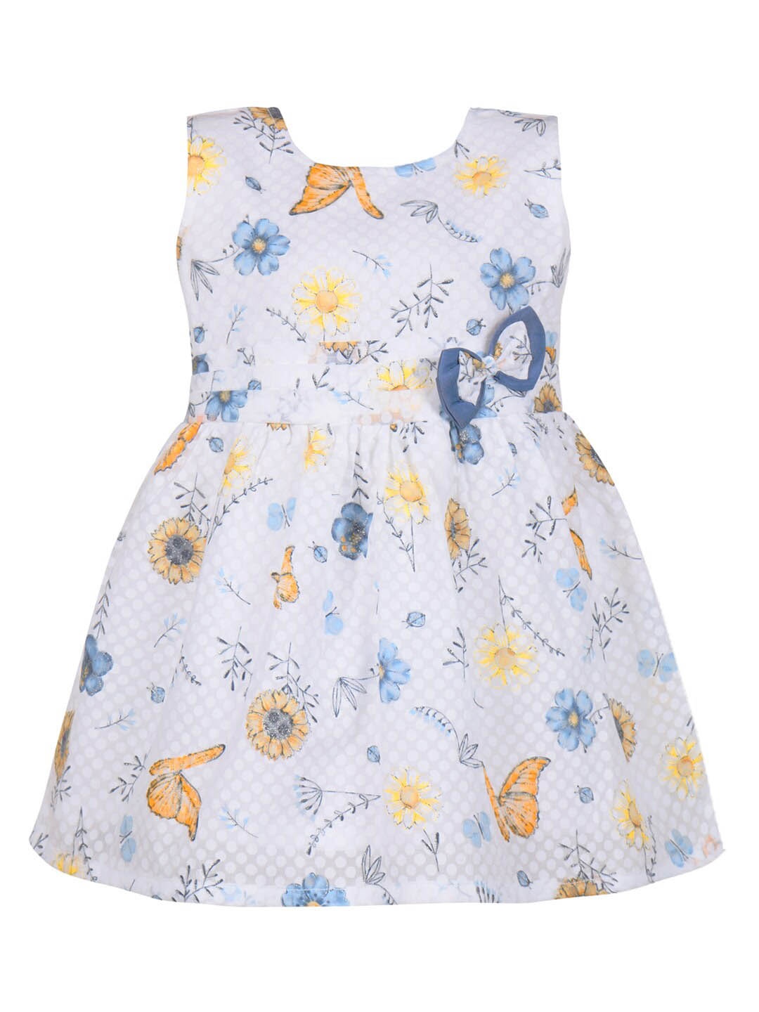 

Wish Karo Girls Floral Printed Silk Fit & Flare Dress, White