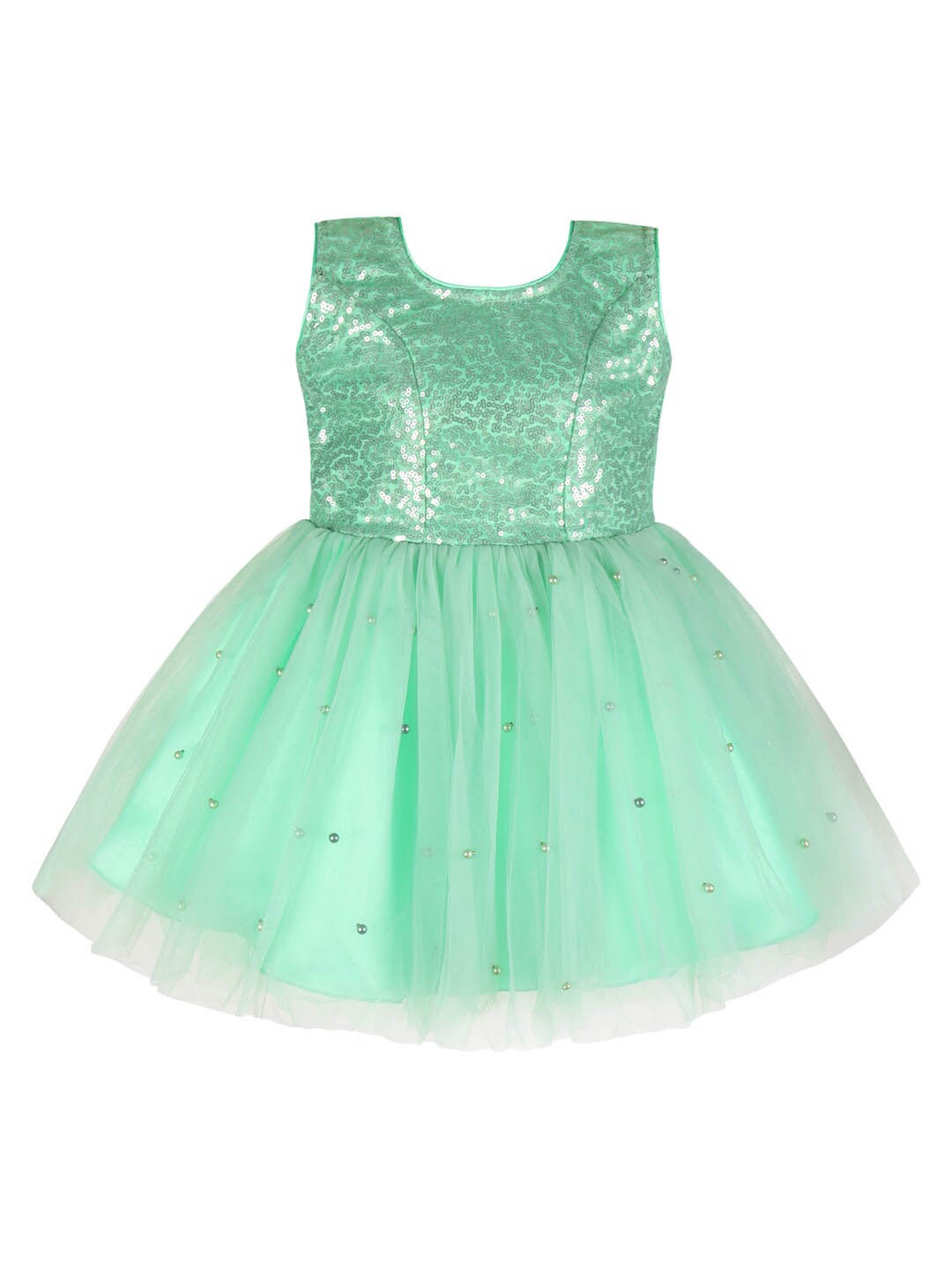 

Wish Karo Infant Girls Embellished Net Fit & Flare Dress, Green