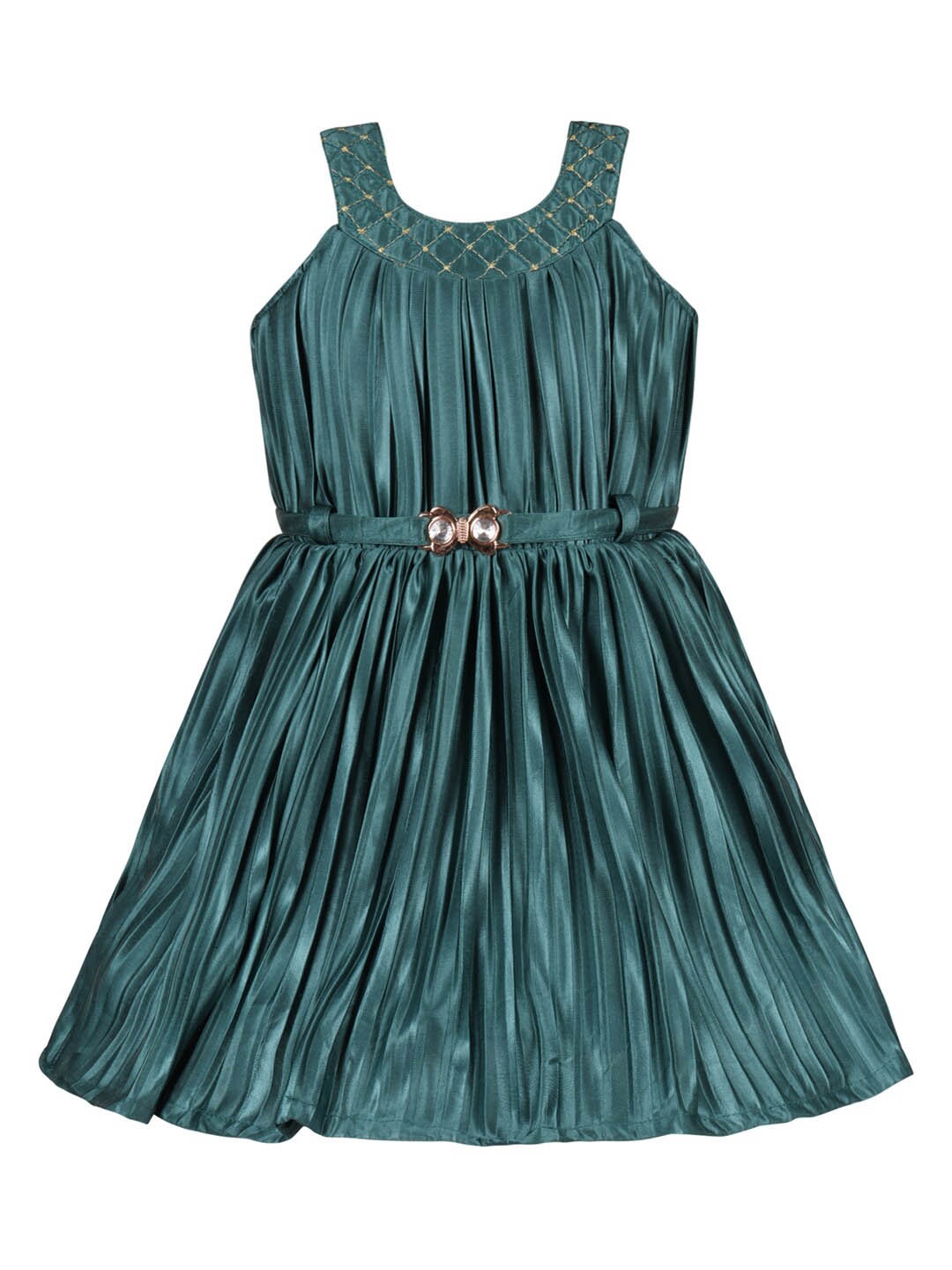 

Wish Karo Girls Sequinned Silk Fit & Flare Dress, Green