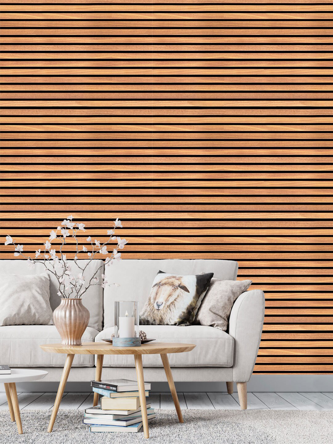 

DWELLSINDIA Brown & Black Horizontal Striped Self-Adhesive Wallpaper
