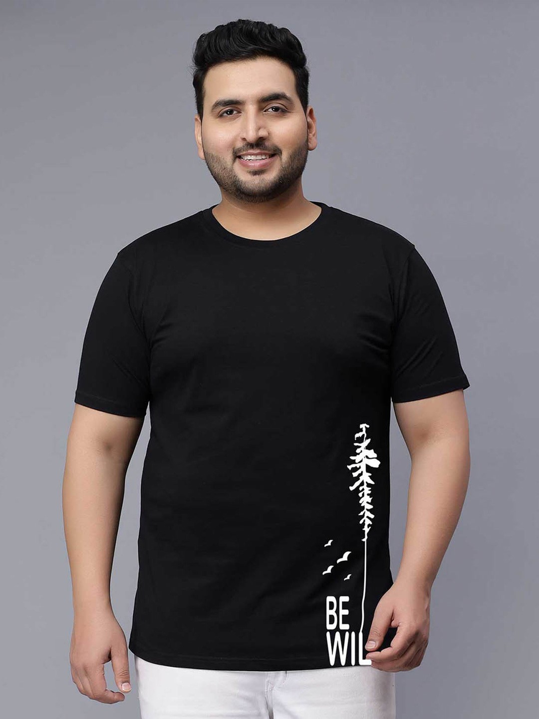 

Toodle Plus Plus Size Unisex Typography Printed Casual Cotton T-shirt, Black