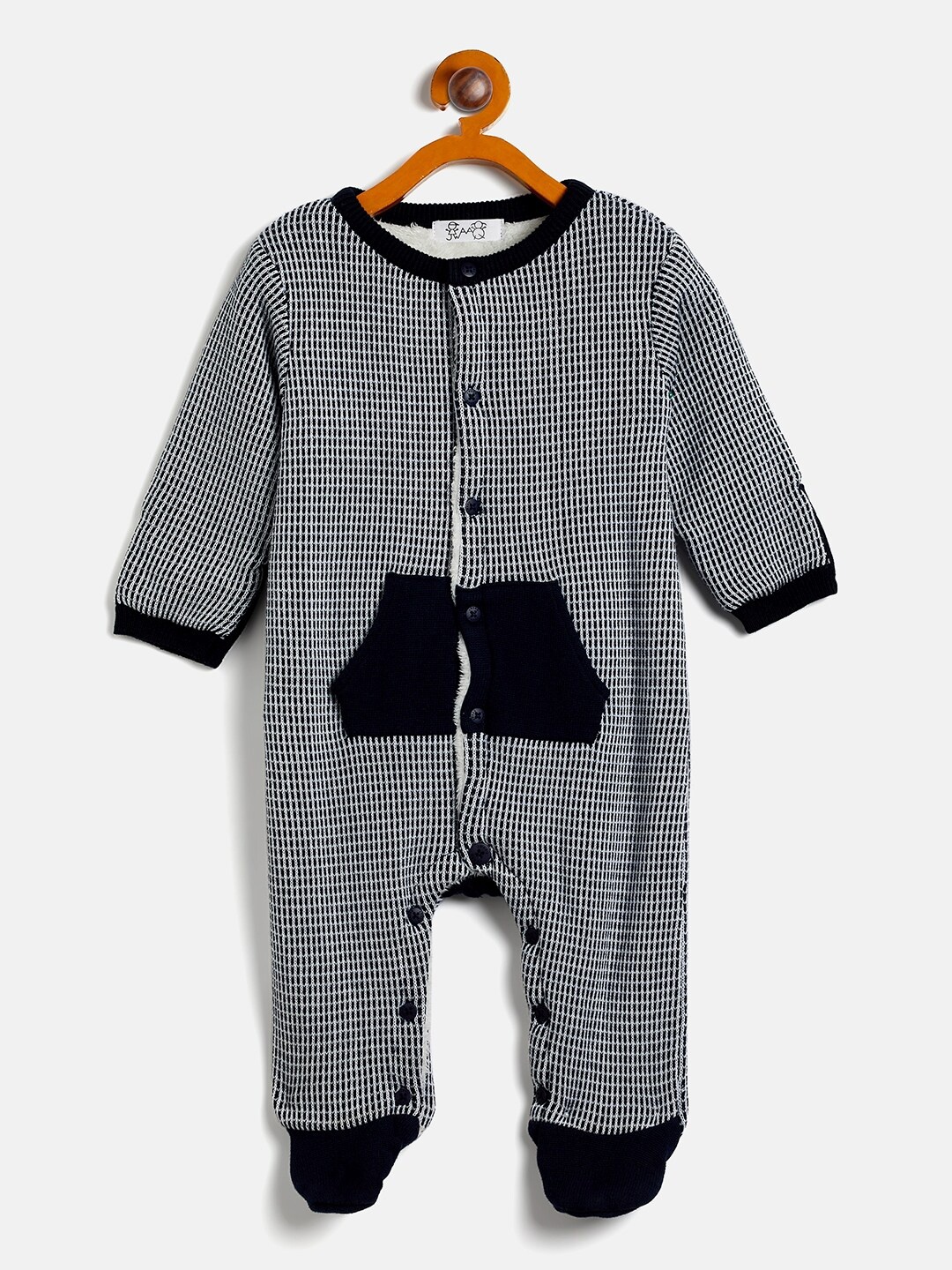 

JWAAQ Infants Checked Pure Cotton Rompers, Black