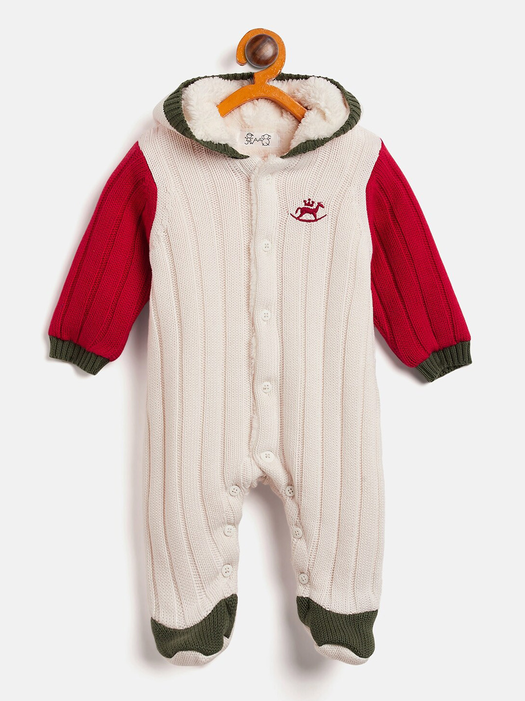 

JWAAQ Infants Self Design Pure Cotton Sleepsuit, White