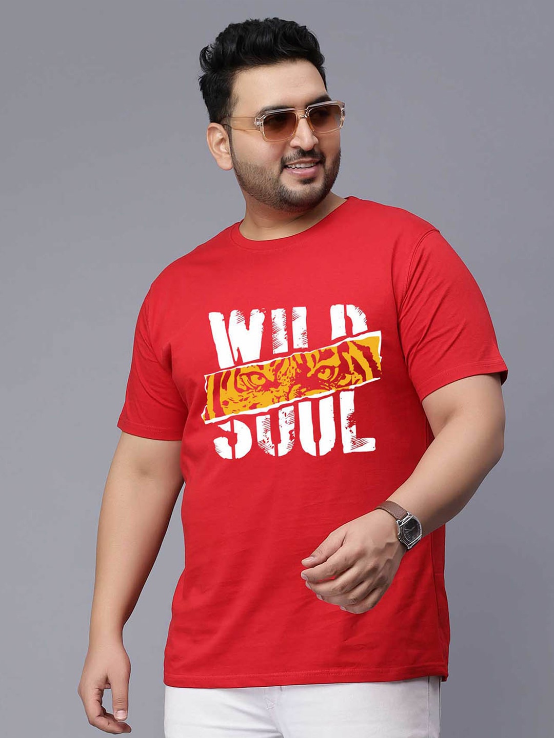 

Toodle Plus Plus Size Unisex Typography Printed Casual Cotton T-shirt, Red