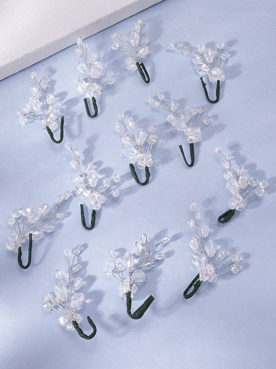 

Rubans Set Of 12 Embellished U Pins, Silver