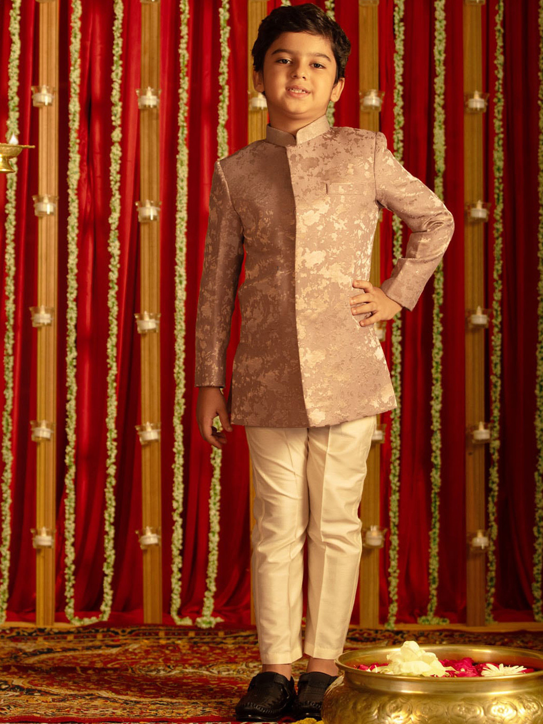 

VASTRAMAY Boys Self-Design Sherwani, Mauve