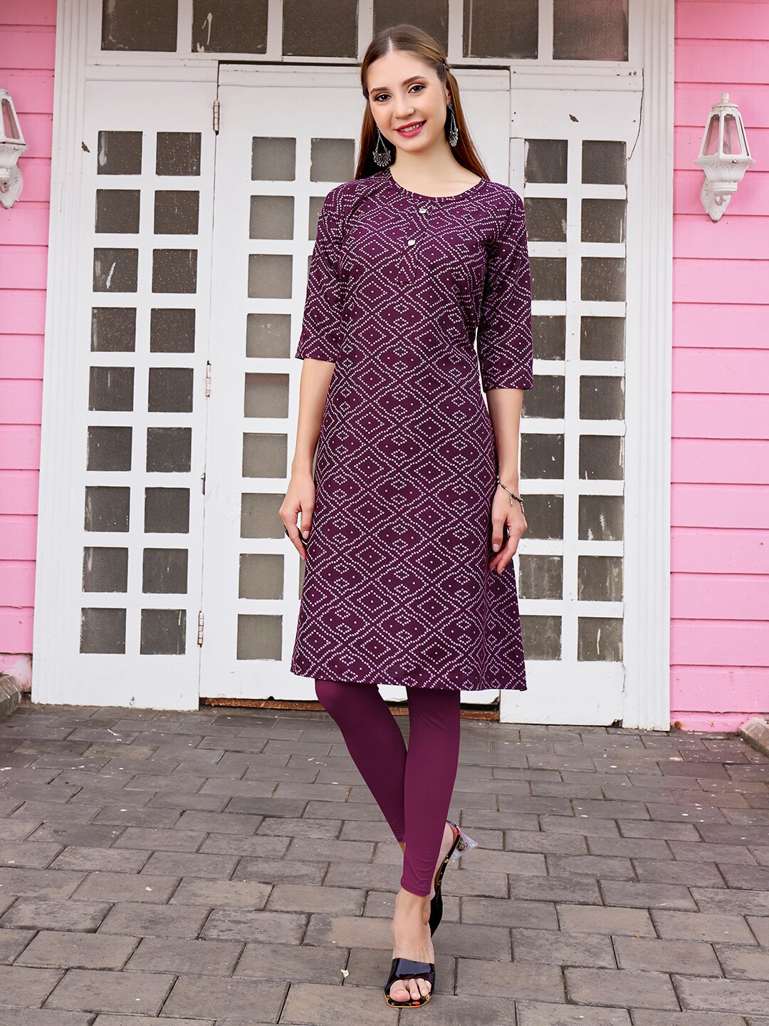 

Anouk Geometric Printed Kurta, Purple