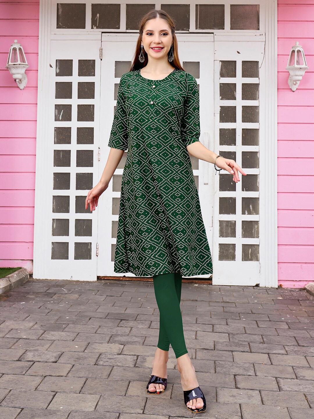

Anouk Bandhani Printed Kurta, Green