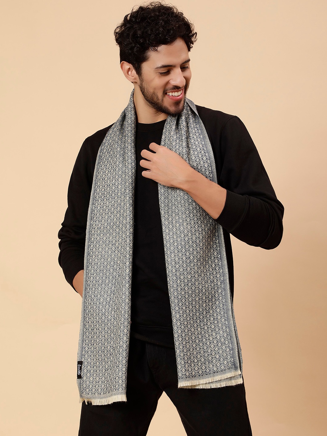 

Tweedle Men Self-Design Woollen Muffler, Off white