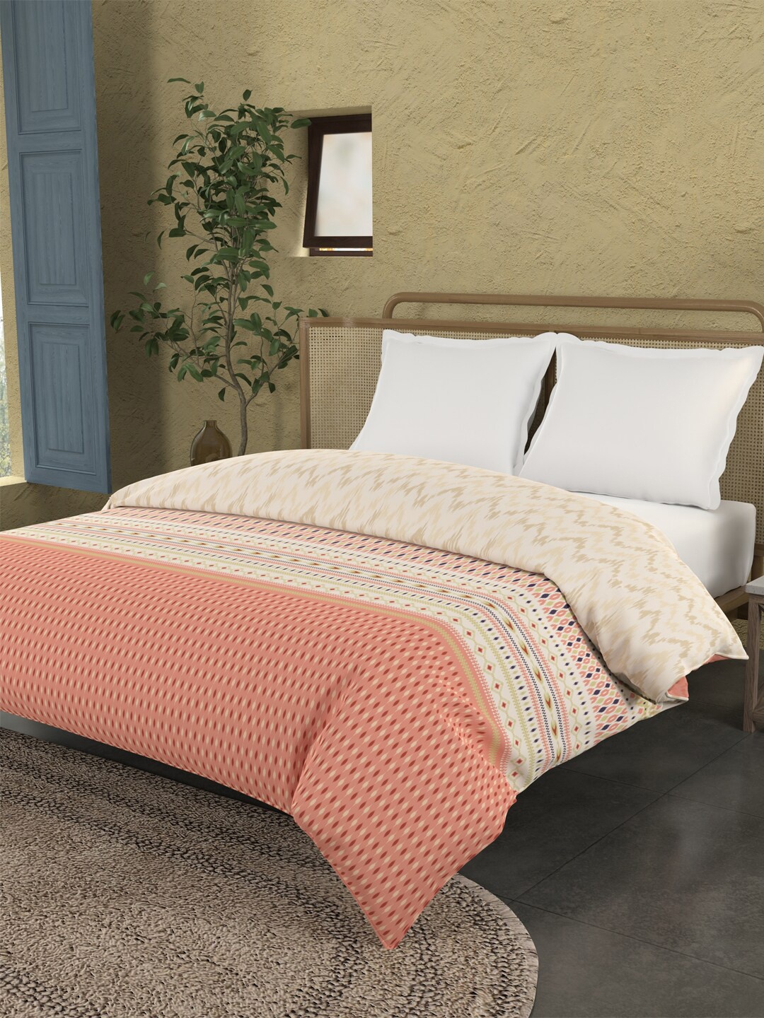 

MYTRIDENT Sanskriti Peach-Coloured Geometric AC Room 150 GSM Cotton Double Bed Comforter