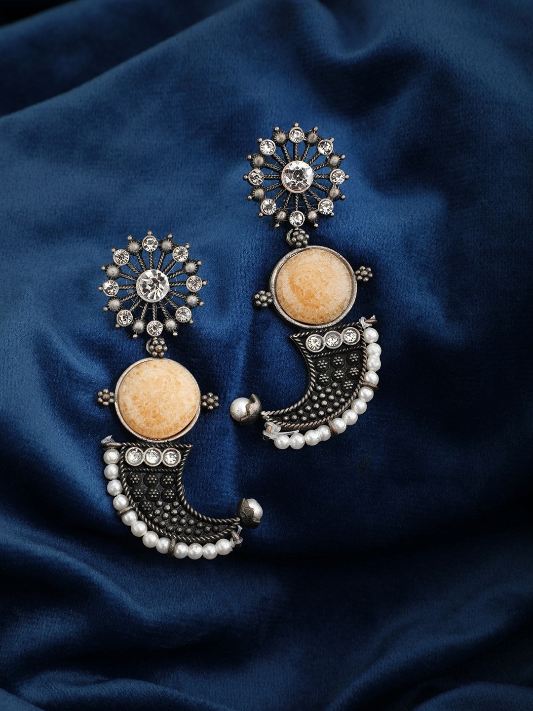 

gaura pakhi Stone-Studded Paisley Shaped Drop Earrings, Brown