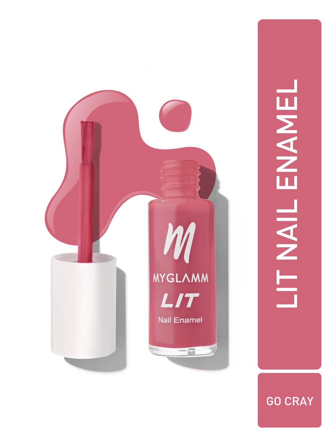 

MyGlamm LIT Long Lasting & Chip-Resistant Nail Enamel 7ml - Go Cray, Pink