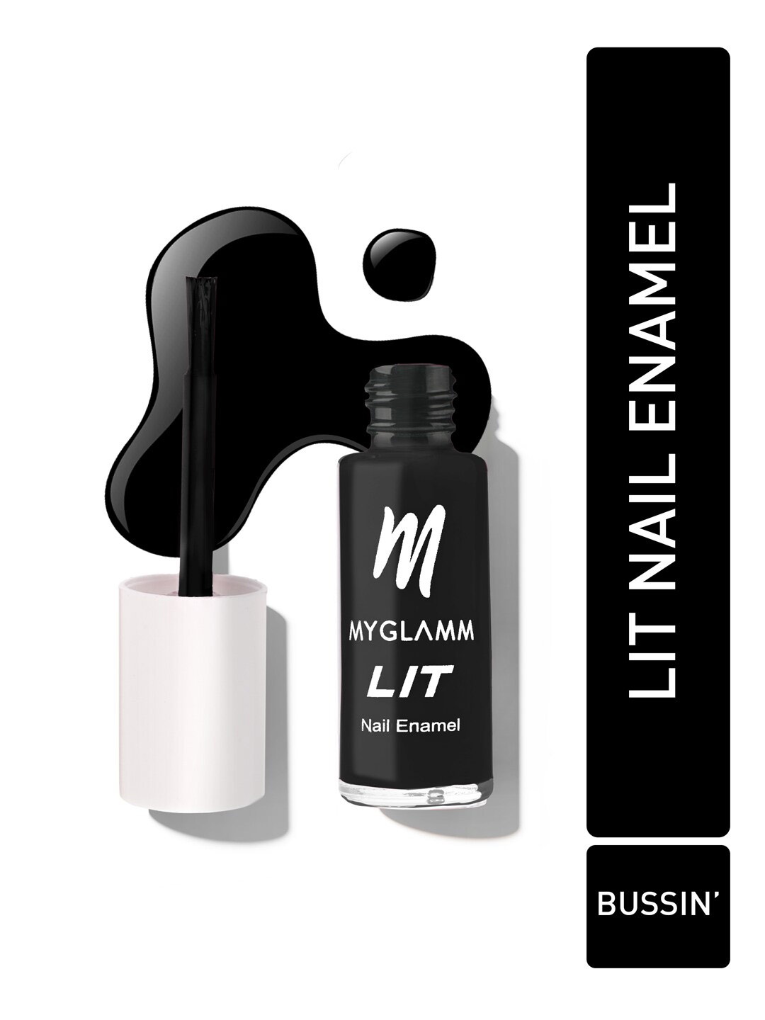 

MyGlamm LIT Long Lasting Nail Enamel 7ml - Bussin, Black