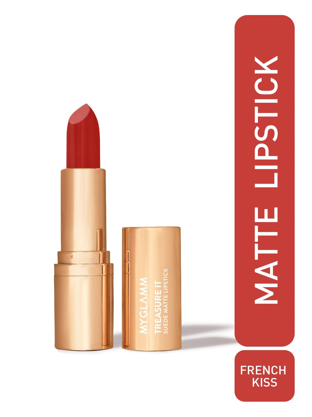 

MyGlamm Treasure IT Suede Matte Bullet Lipstick - 4.2g - French Kiss 10, Red