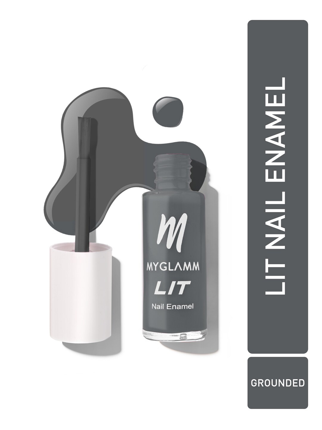 

MyGlamm LIT Long Lasting Nail Enamel 7ml - Grounded, Grey