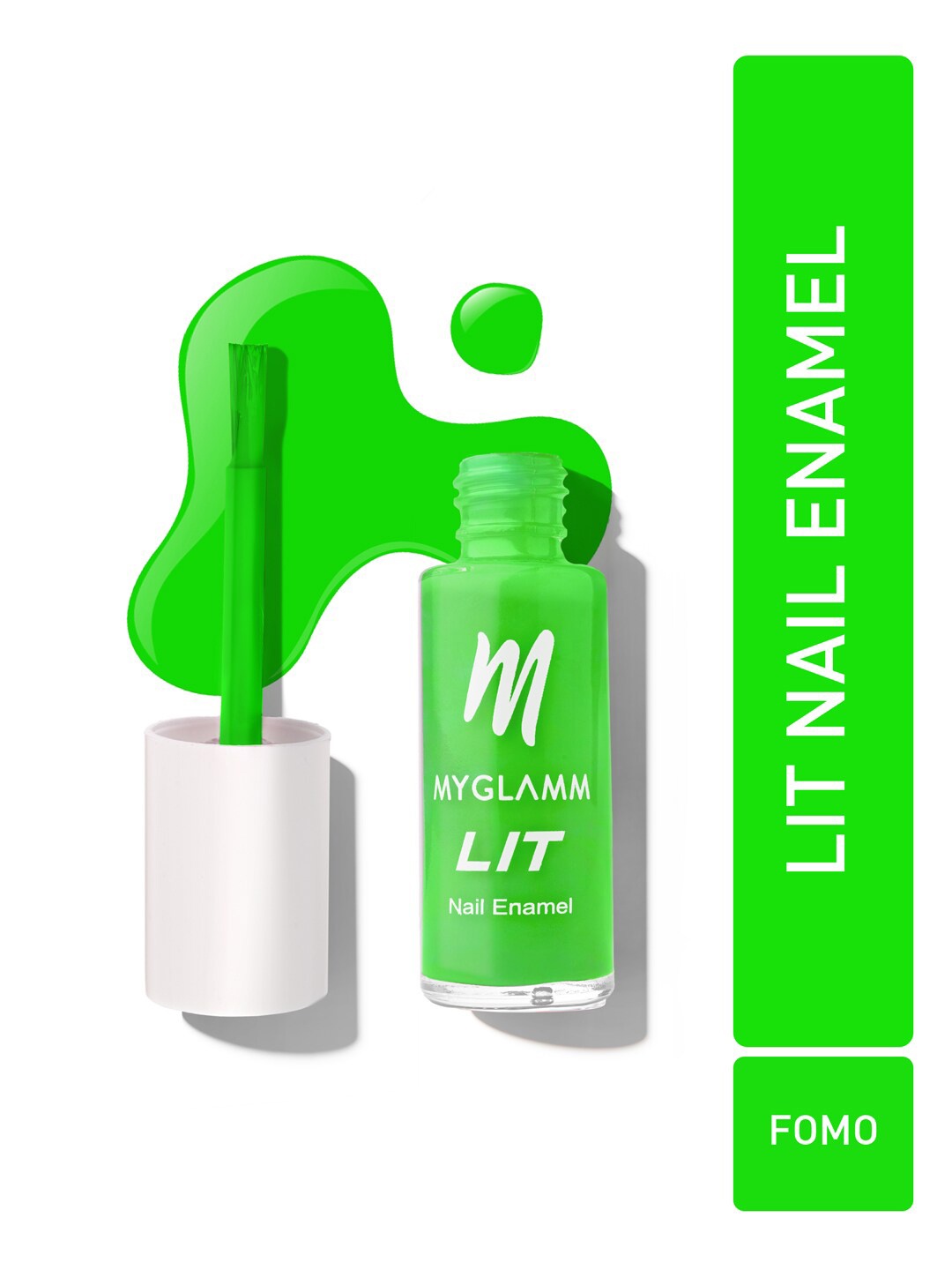 

MyGlamm LIT Long Lasting Nail Enamel 7ml - FOMO, Fluorescent green