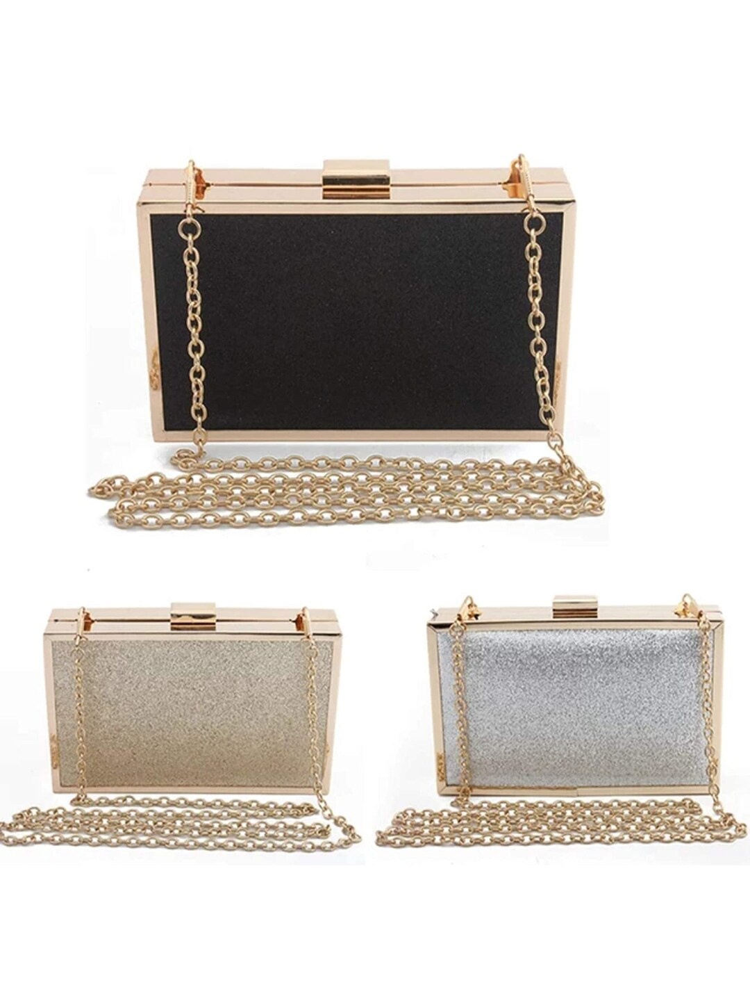 

Toobacraft Embellished Box Clutch, Gold
