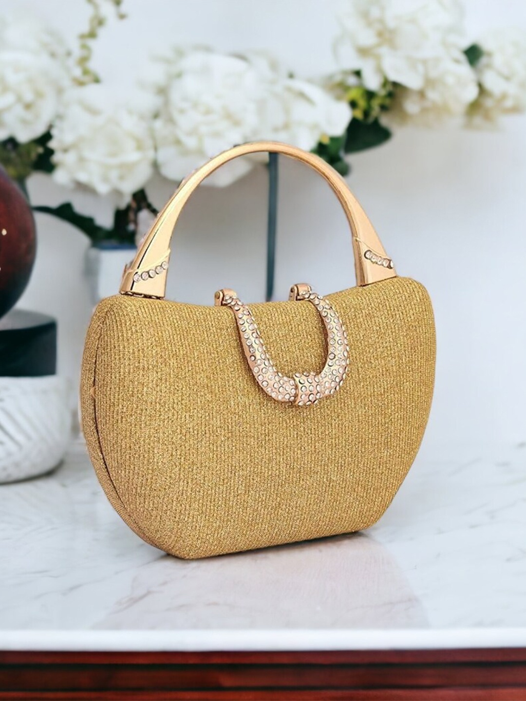 

Toobacraft Embellished Box Clutch, Gold