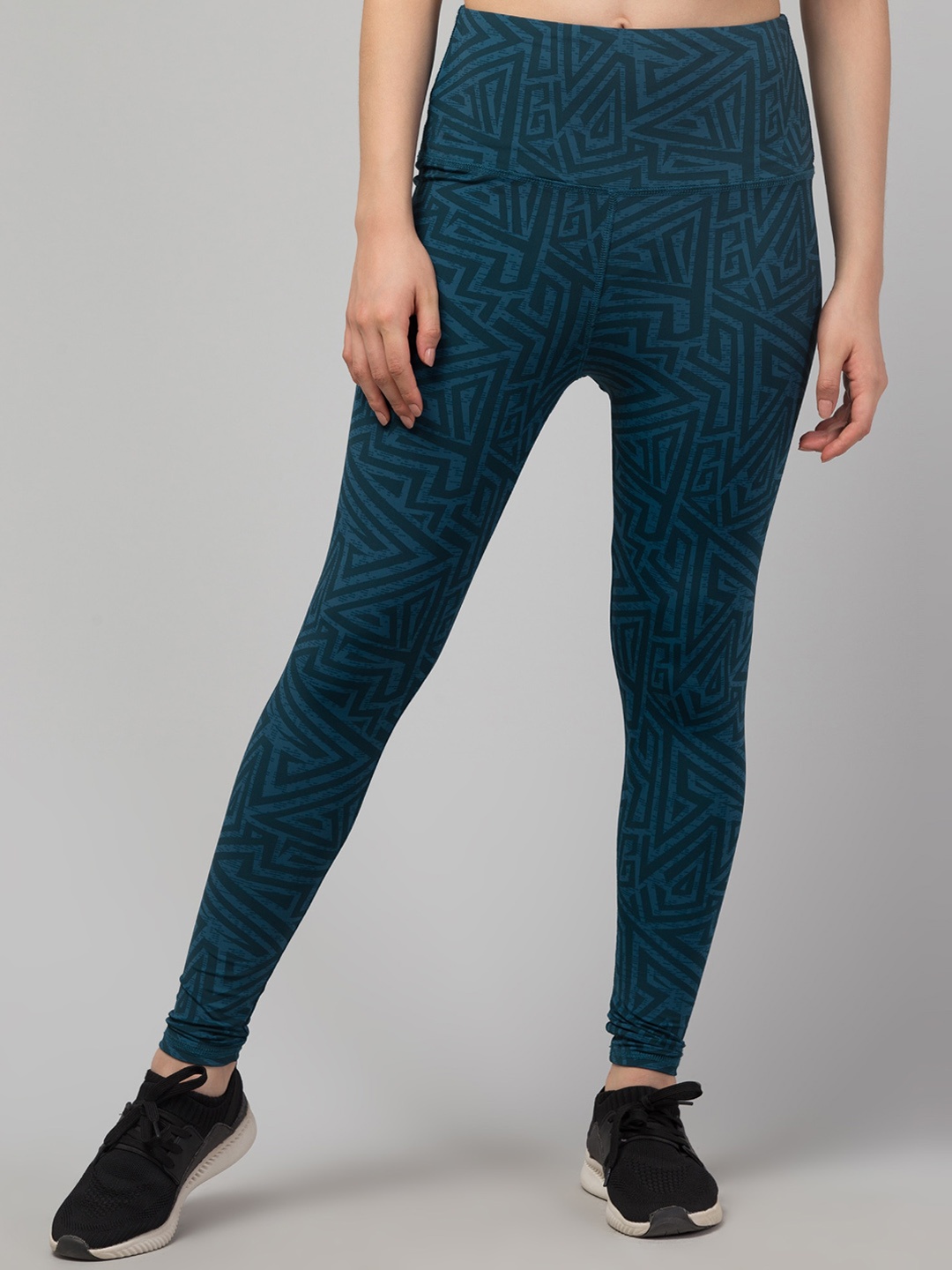 

Apraa & Parma Women Printed Slim-Fit Ankle Length Running Tights, Teal