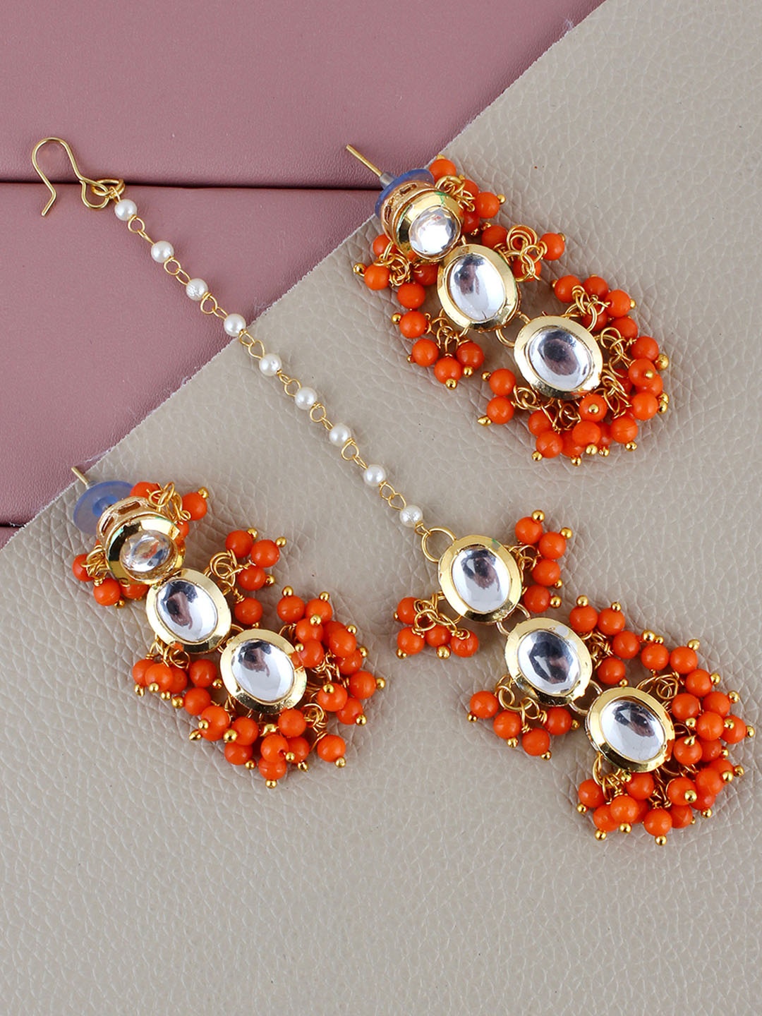 

LUCKY JEWELLERY Gold-Plated Kundan-Studded Jewellery Set