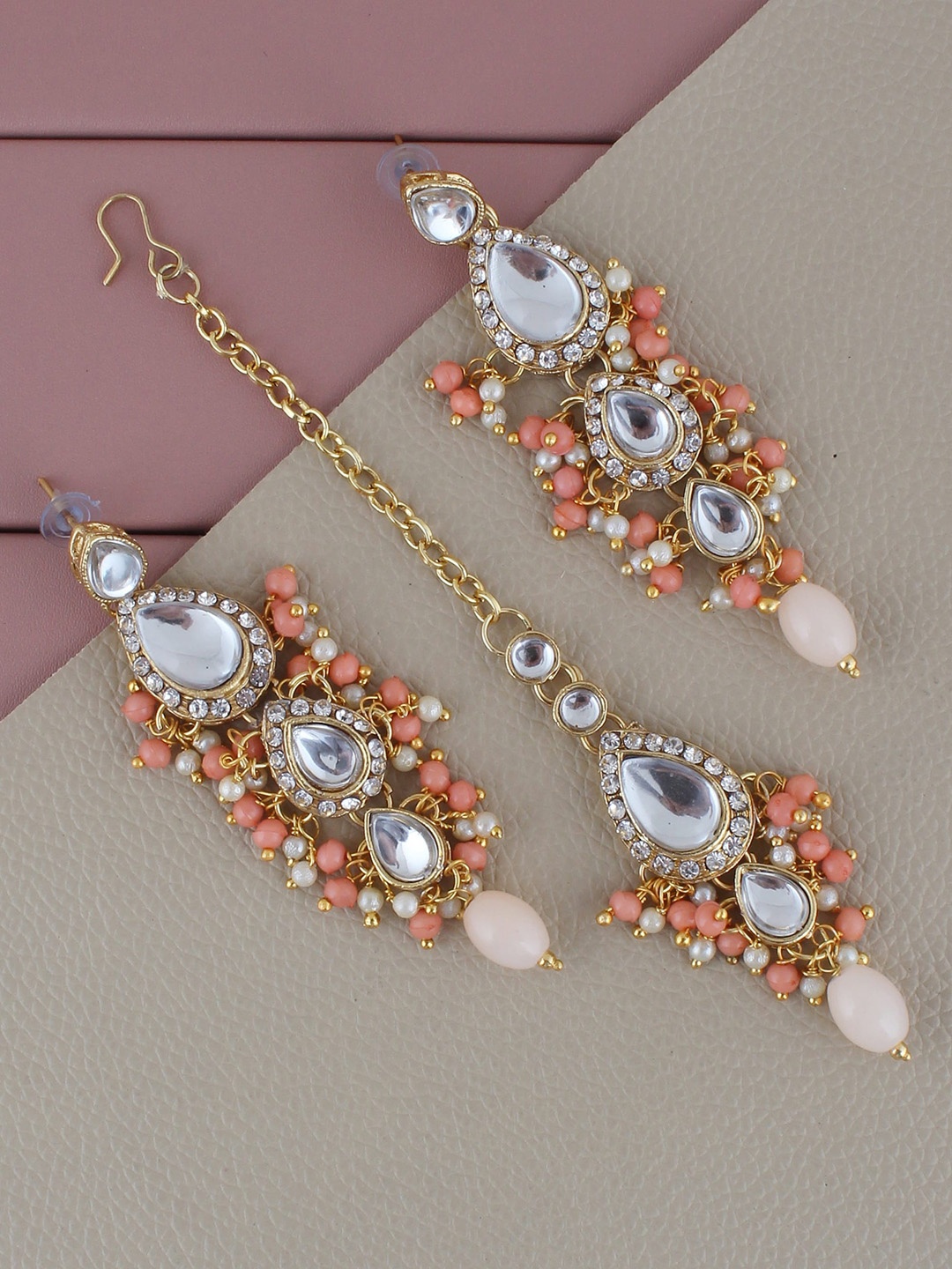 

LUCKY JEWELLERY Gold Plated Kundan Studded Jewellery Set