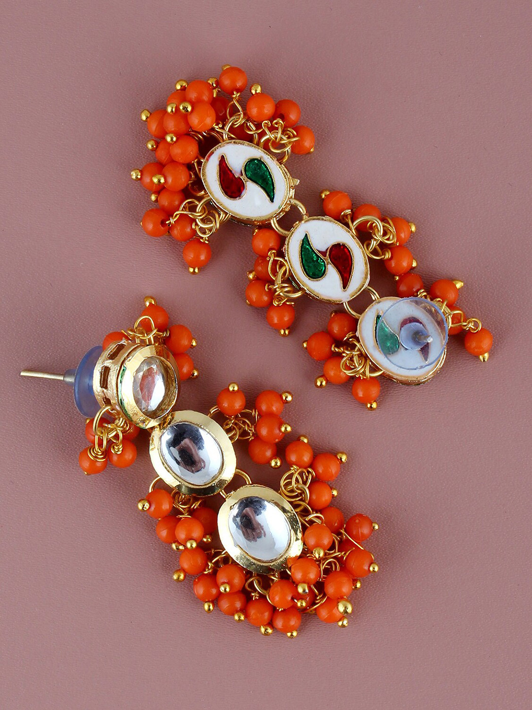 

LUCKY JEWELLERY Gold-Plated Kundan-Studded Drop Earrings With Maang Tikka