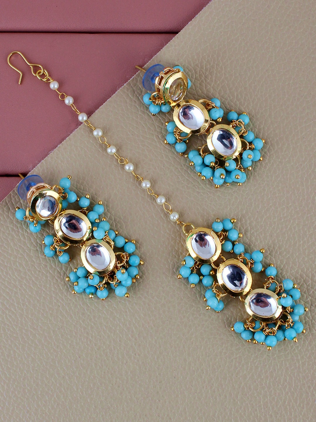 

LUCKY JEWELLERY Gold-Plated Kundan-Studded Jewellery Set