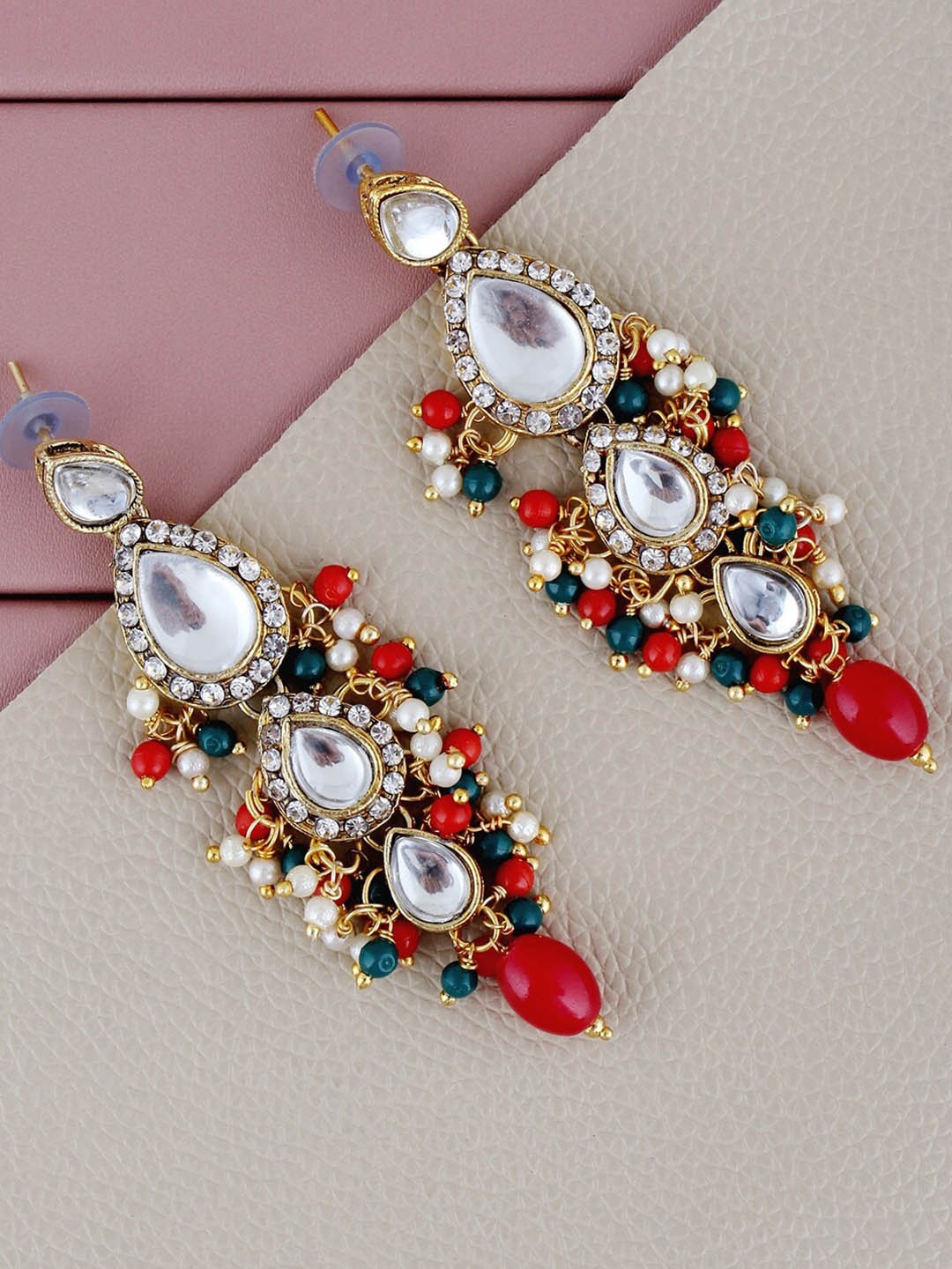 

LUCKY JEWELLERY Gold-Plated Leaf Shaped Drop Earrings