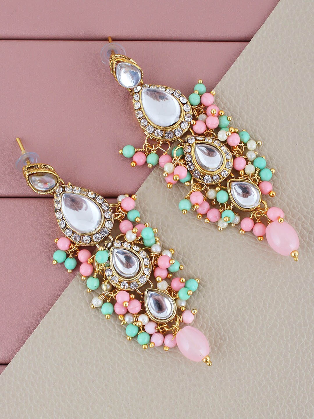 

LUCKY JEWELLERY Gold-Plated Leaf Shaped Drop Earrings