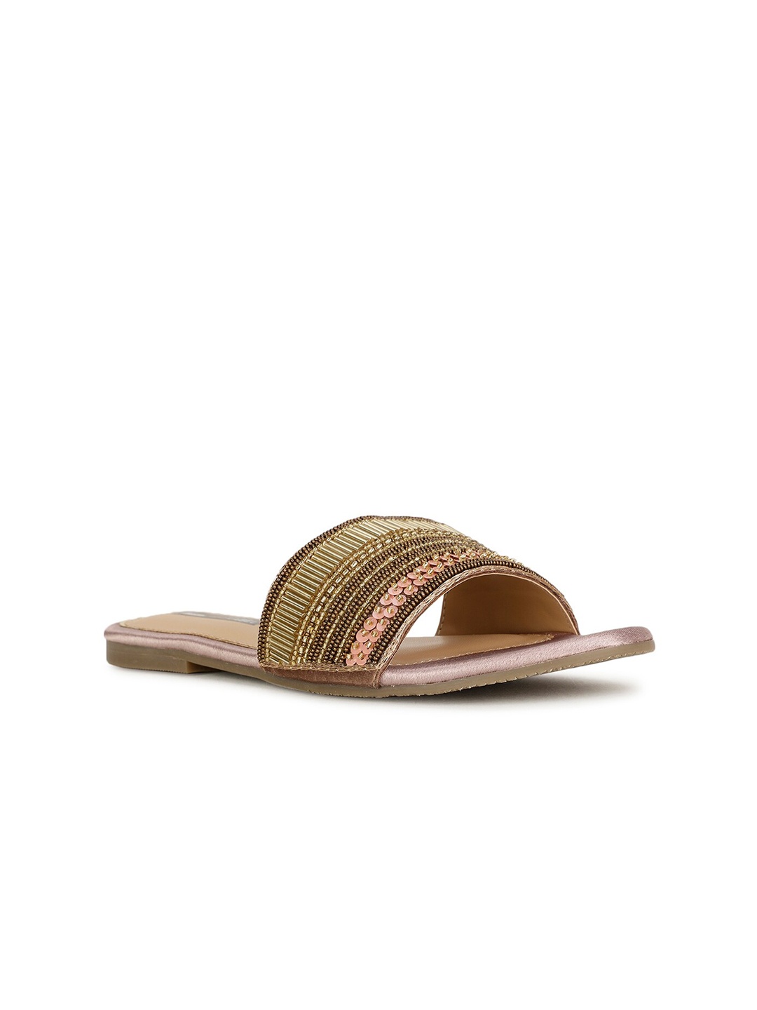 

Bata LYNN Ethnic Embellished Fabric Open Toe Flats, Pink