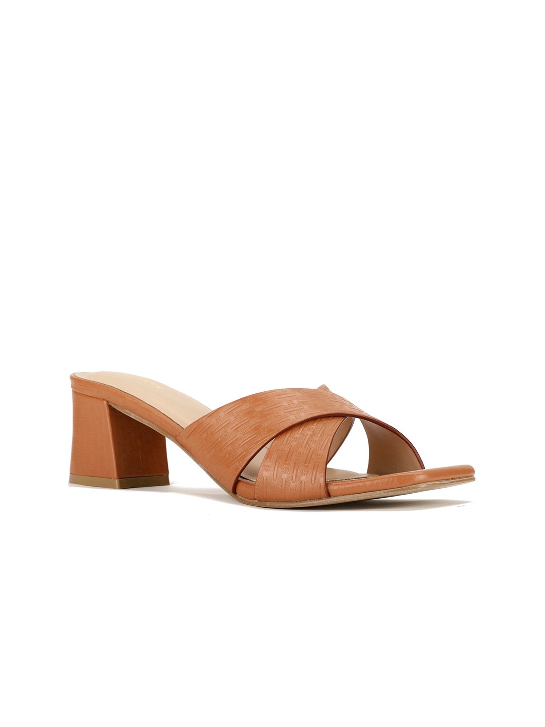 

Bata Verna Textured Cross Strap Block Heels, Tan