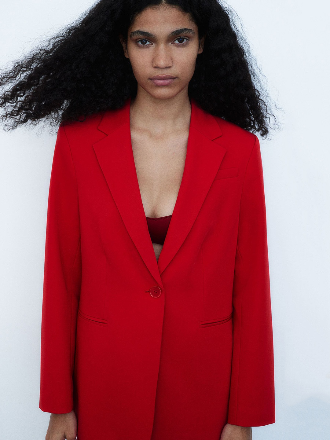 

H&M Single-Breasted Blazer, Red