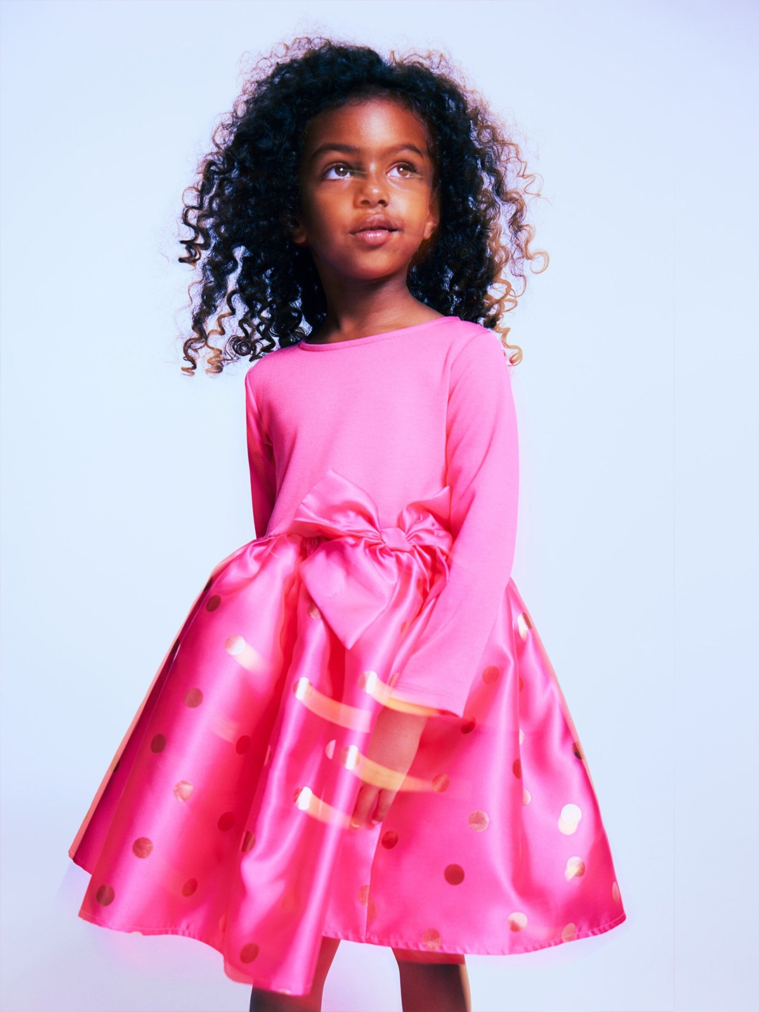 

H&M Girls Bow-Detail Printed Dress, Pink