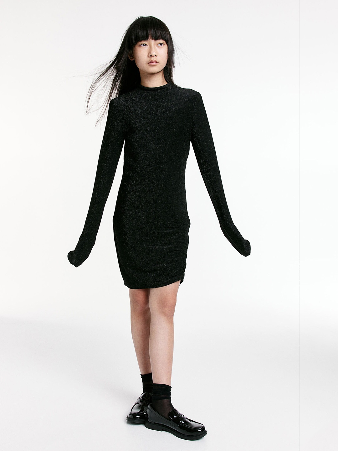 

H&M Girls Long-Sleeved Jersey Dress, Black