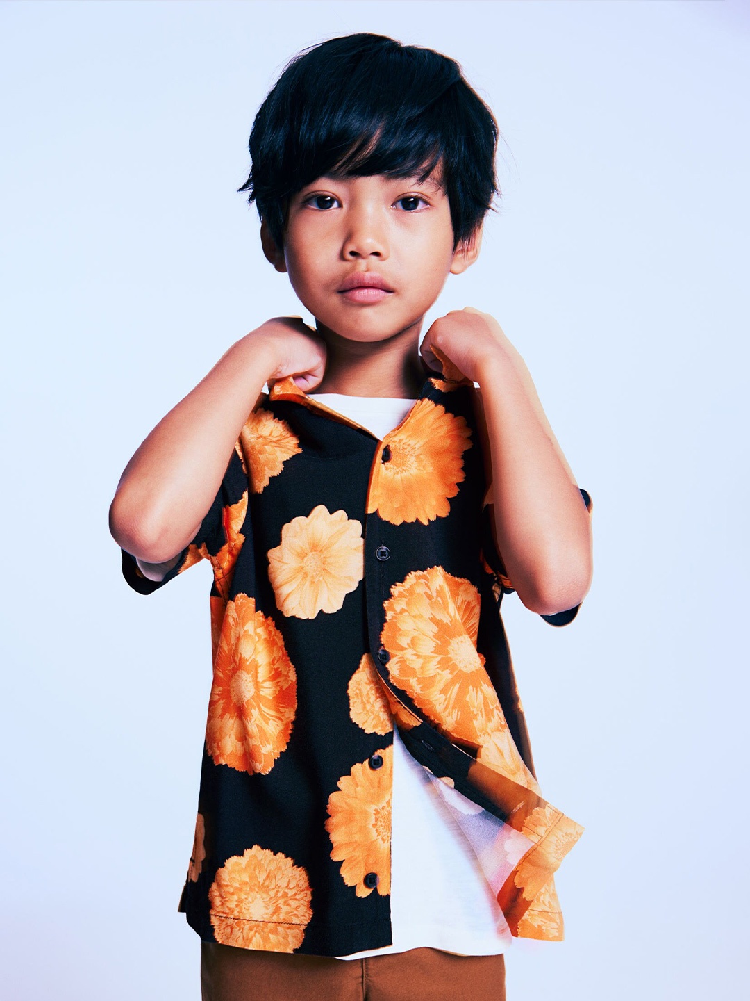 H&M Boys Short-Sleeved Resort Shirt, Black
