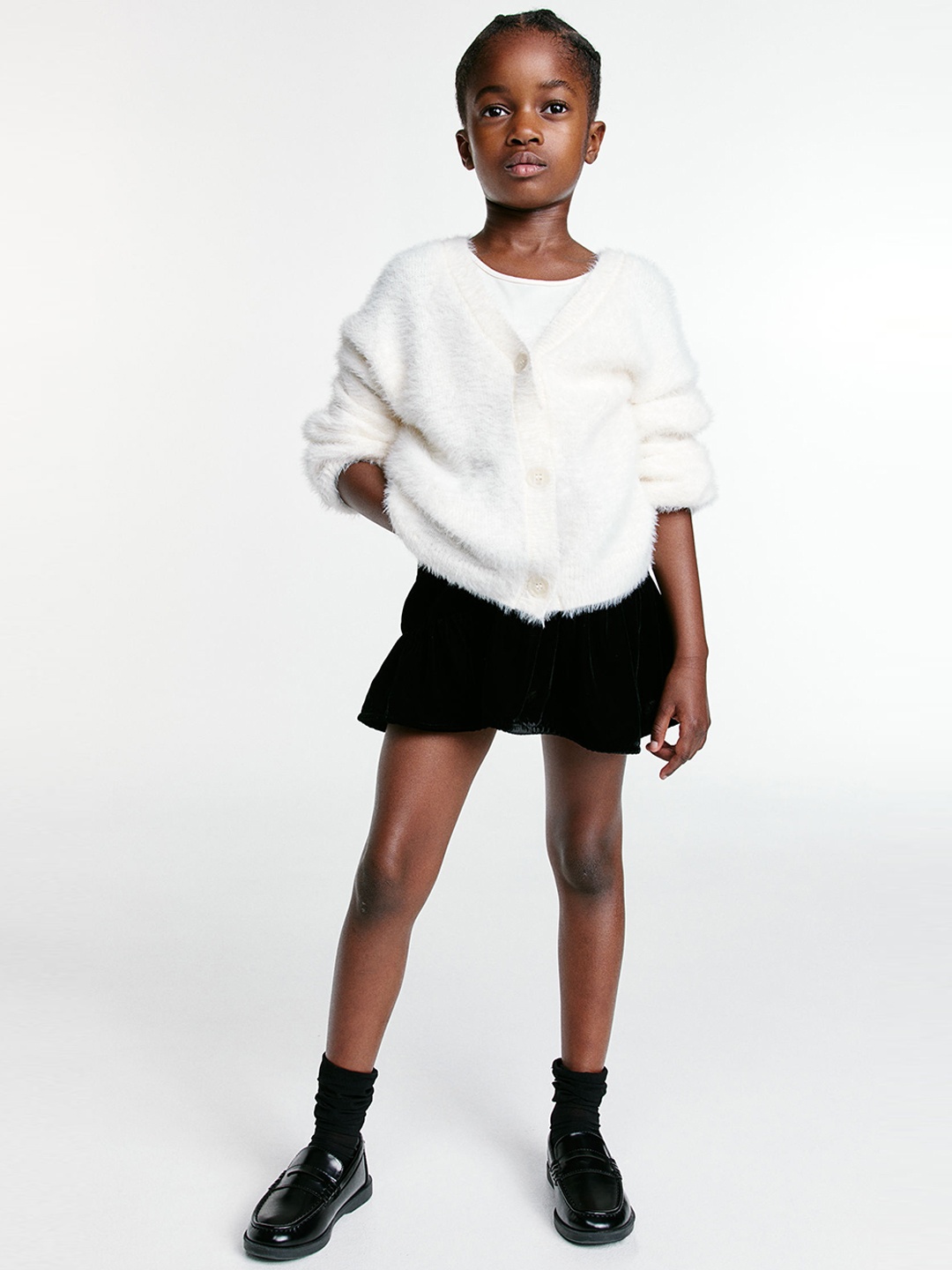 

H&M Girls Velvet Flounce Skirt, Black