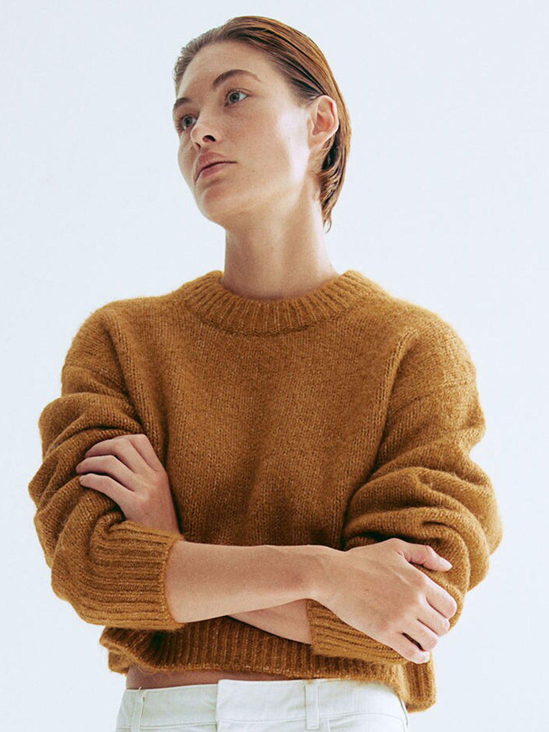 

H&M Cropped Jumper, Brown