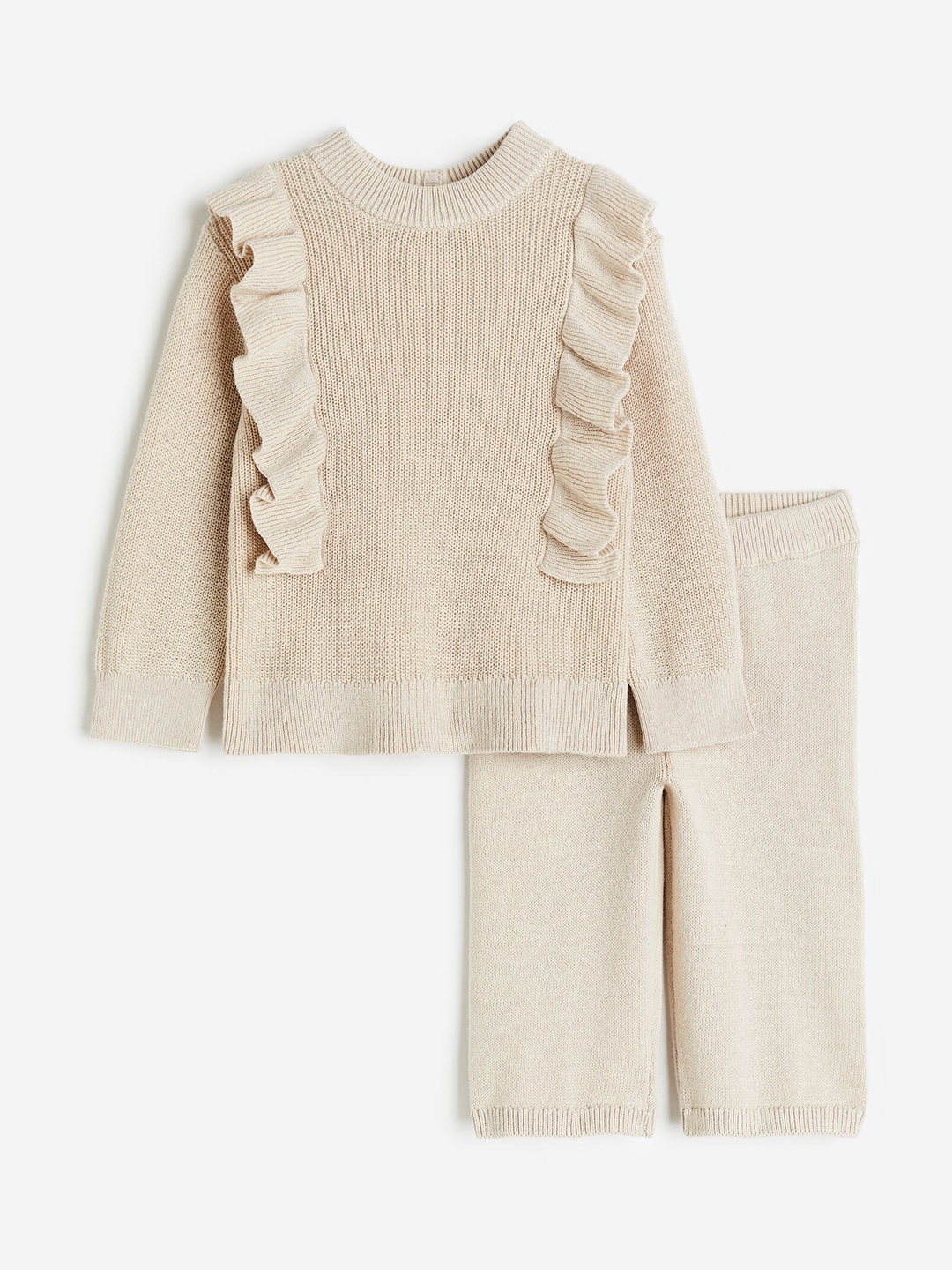 

H&M Girls Pure Cotton 2-Piece Knitted Set, Beige