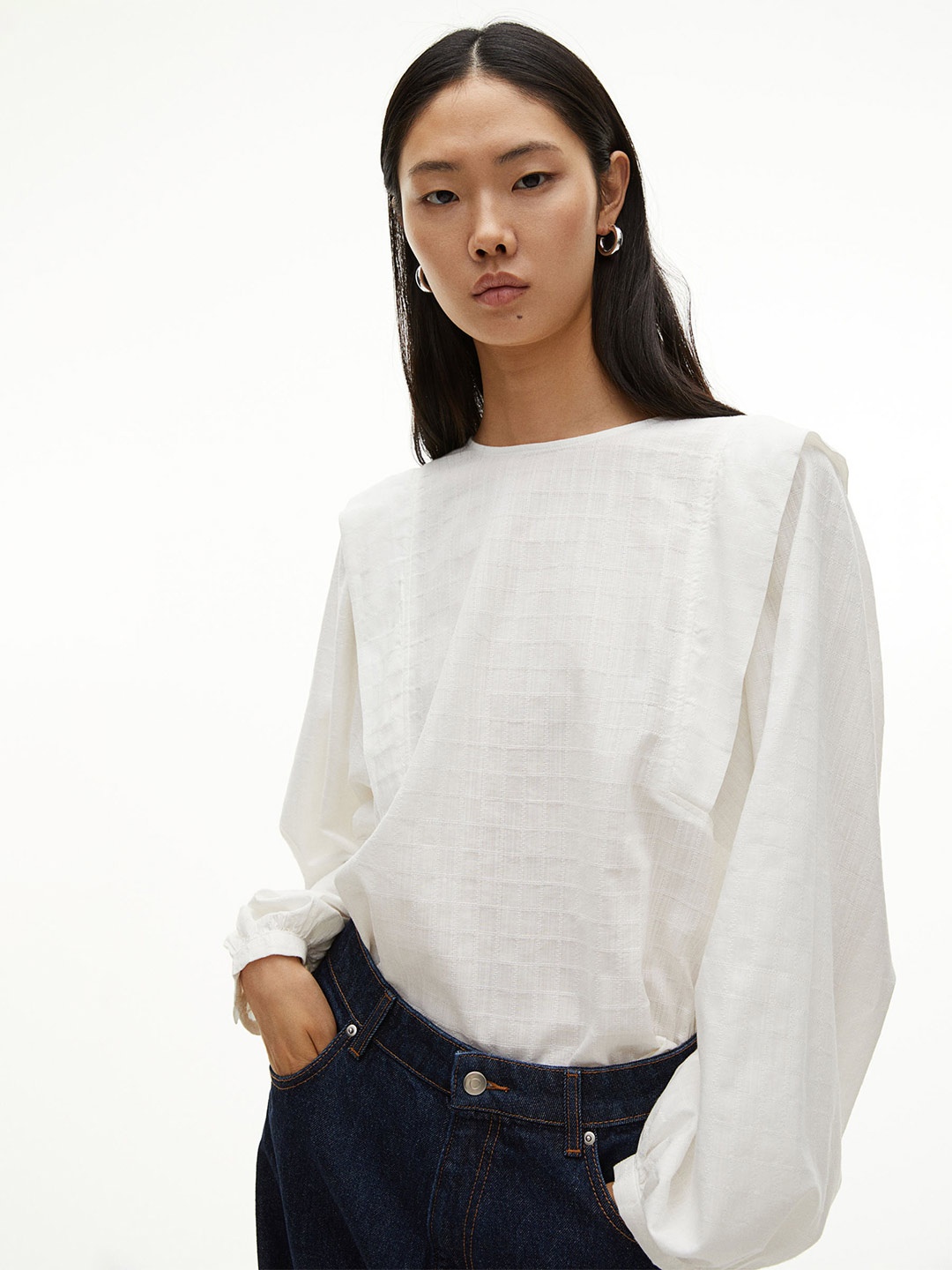

H&M Balloon-Sleeved Blouse, White
