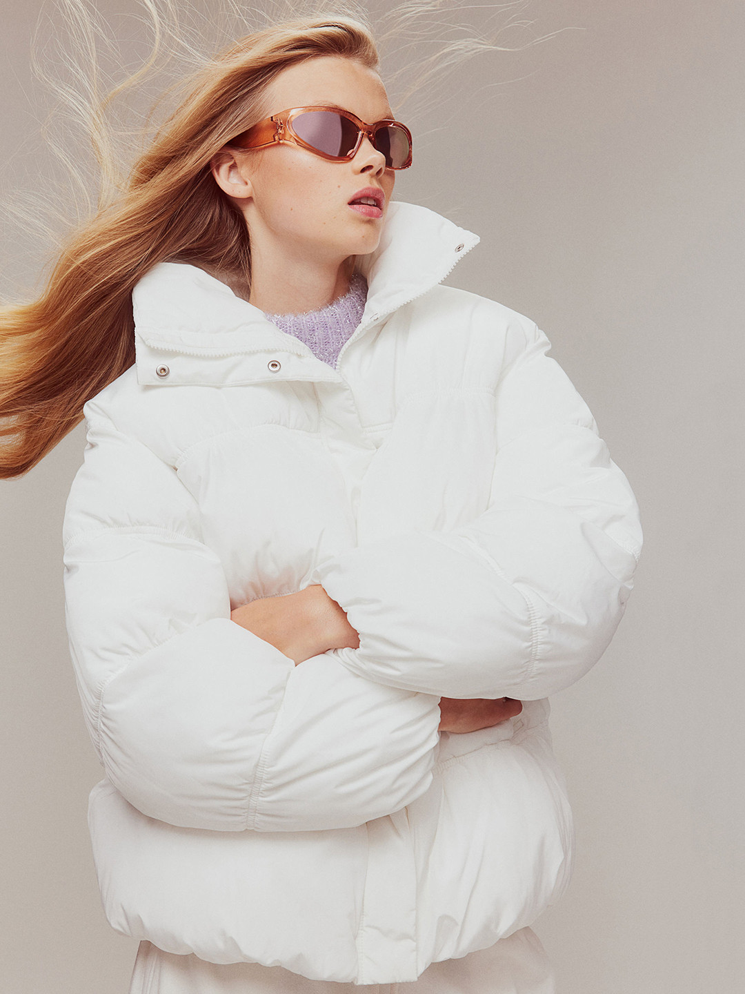 

H&M Quilted Puffer Jacket, White