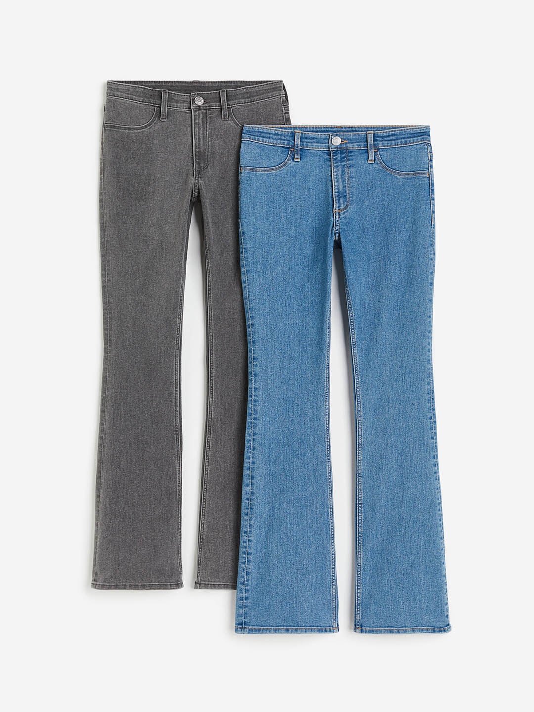 

H&M Girls 2-Pack Flared Leg Low Jeans, Blue
