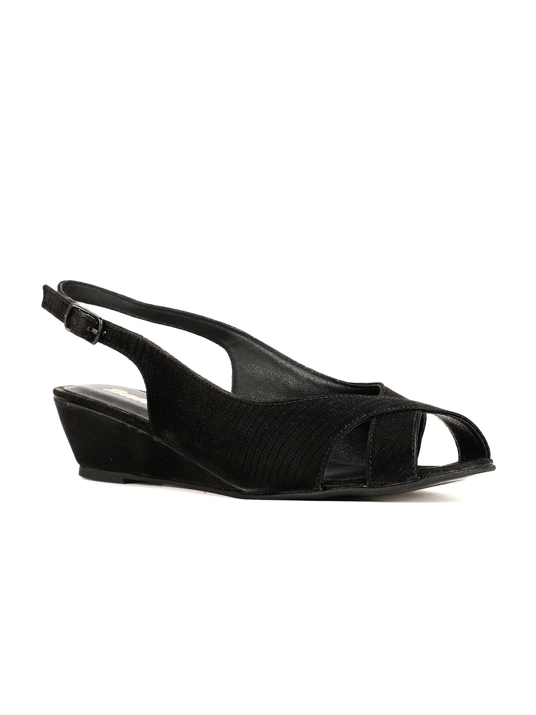 

Bata Black PU Wedge Sandals with Buckles