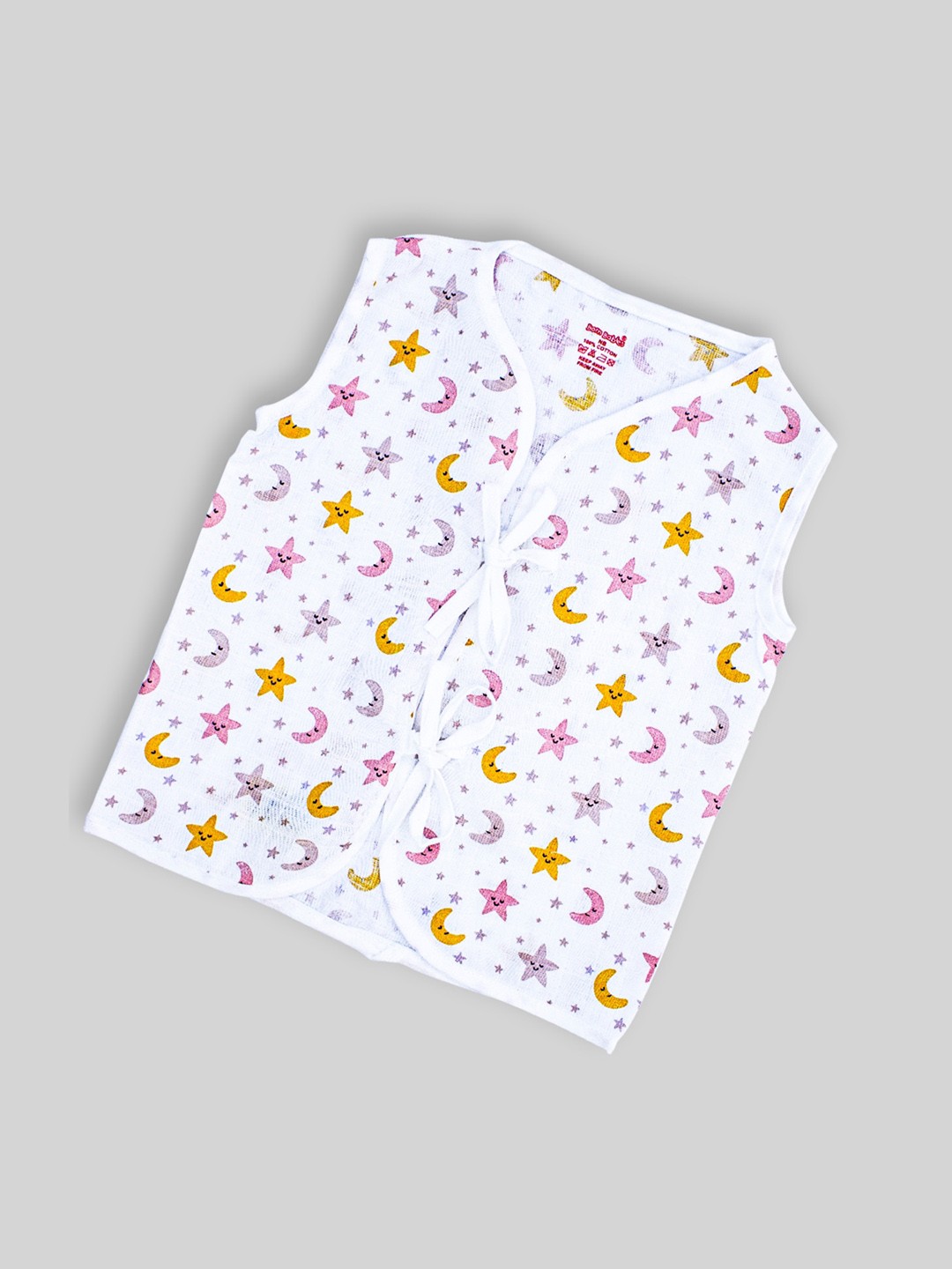 

Born Babies Infants Printed Organic Cotton Sleeveless Jhablas, White