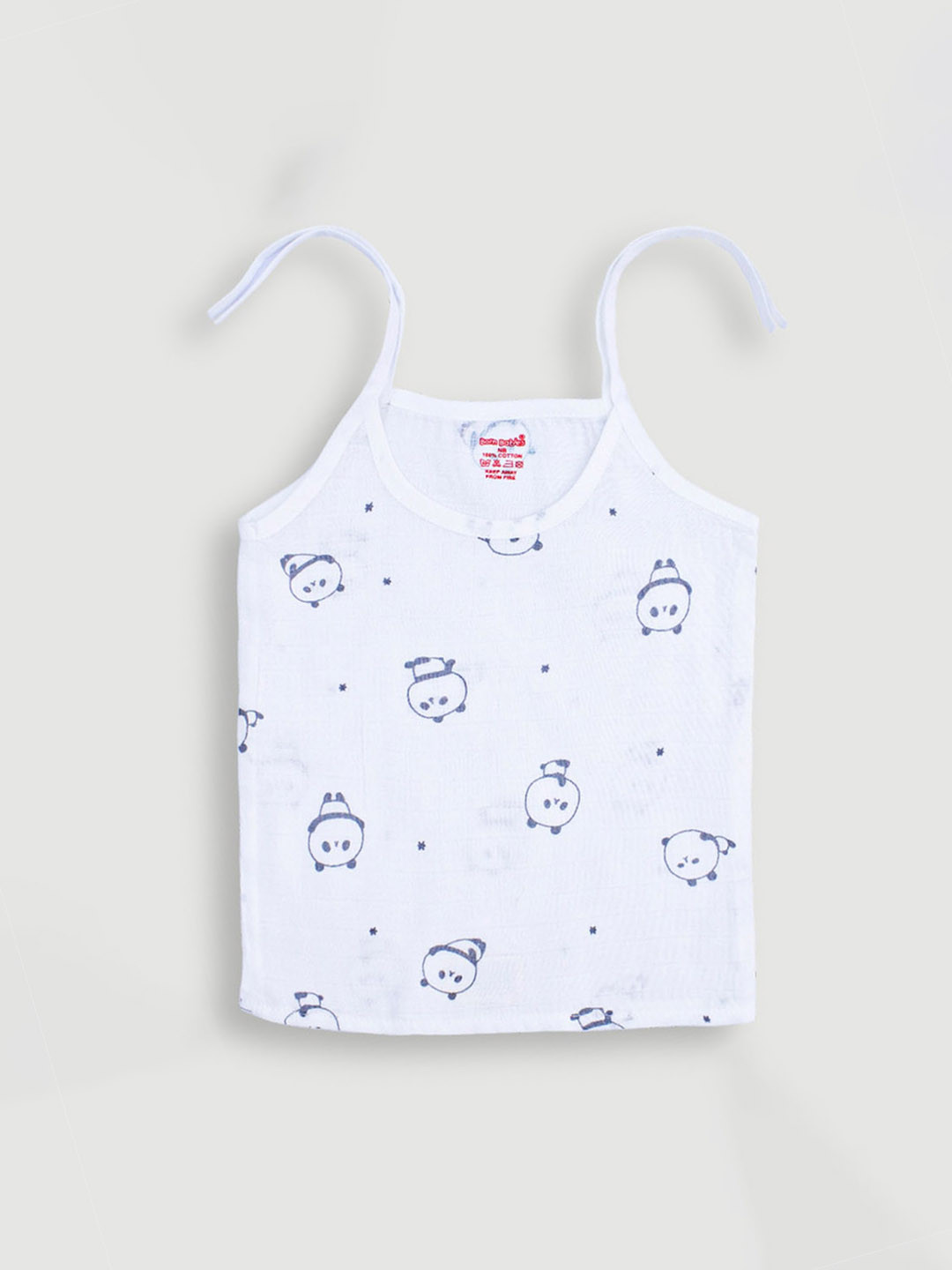

Born Babies Infants Printed Muslin Cotton Sleeveless Jhablas, White