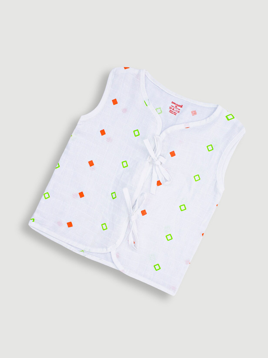 

Born Babies Infants Printed Sleeveless Organic Muslin Cotton Jablas, White
