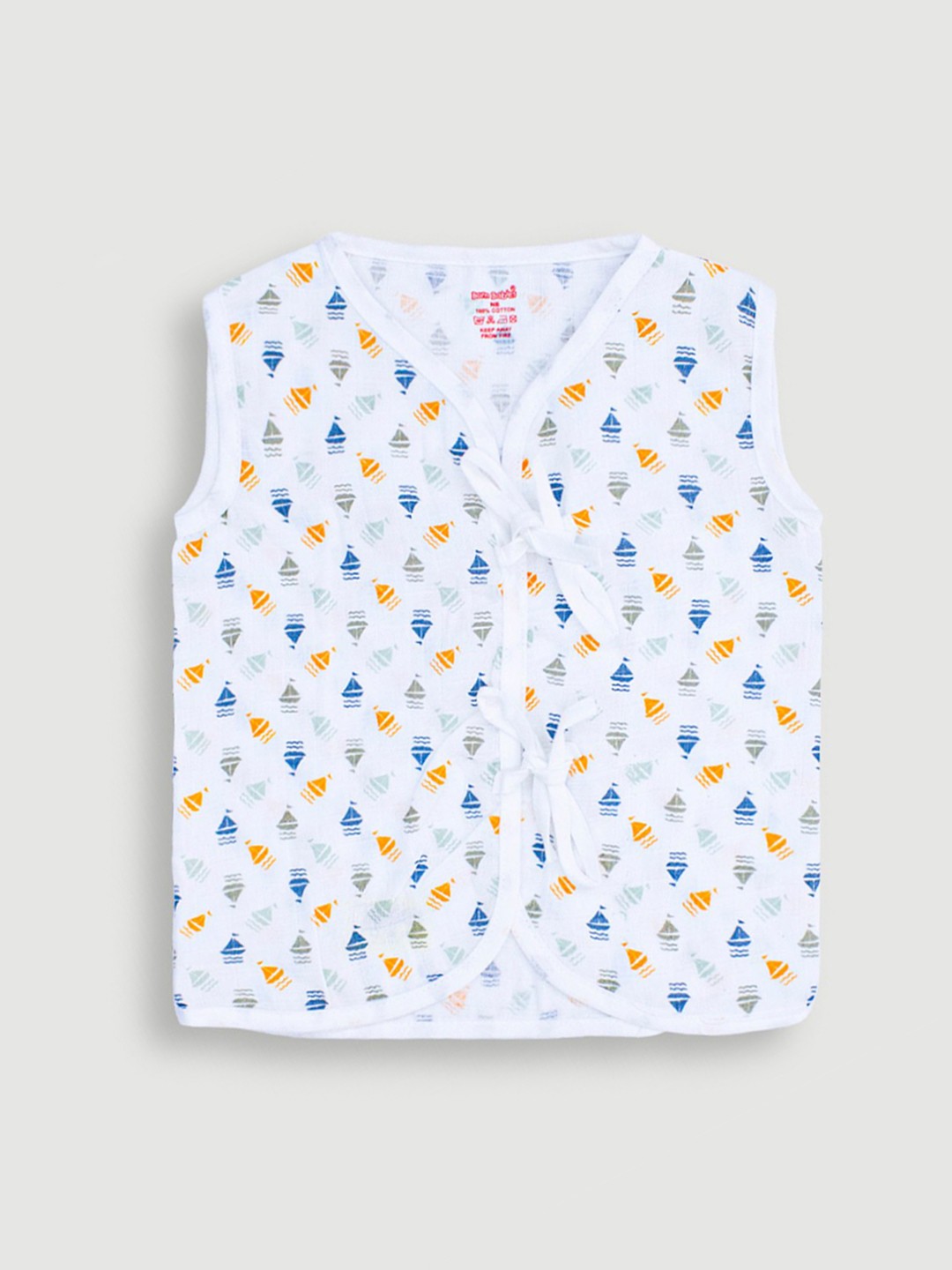 

Born Babies Infants Printed Innerwear Organic Cotton Jhabla, White